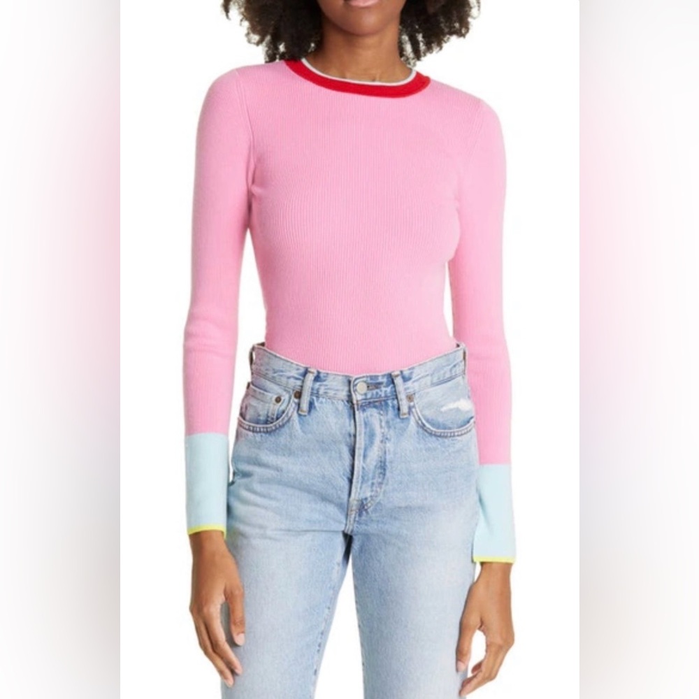 Pink Color block Alice + Olivia Sweater Top